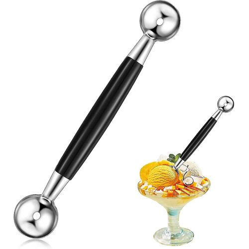 Cuillère À Glace Double Face En Acier Inoxydable, Cuillère À Melon Ronde Et Lisse