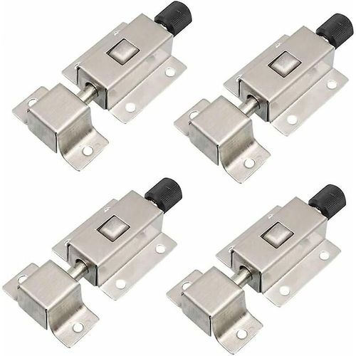 Loquet coulissant automatique à ressort 4 pièces, loquet de porte coulissante en acier inoxydable, verrou à barillet coulissant, verrou de porte à barillet pour salle de bain
