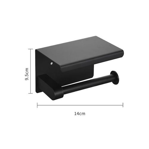 Porte-papier toilette mural avec support pour téléphone portable (noir), 14 x 9,5 cm