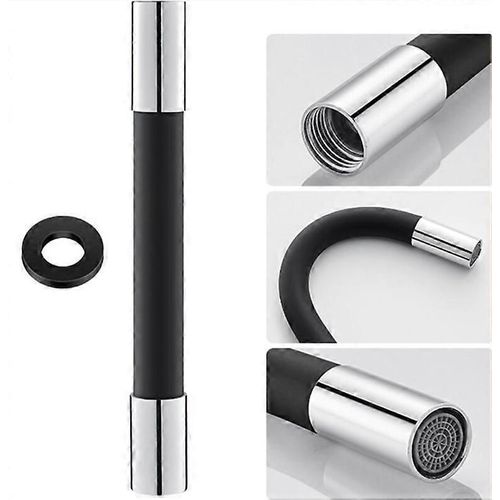 Bec de robinet 360°, tube rallonge de 50 cm avec joint, noir, bec anti-éclaboussures, WC, balcon, salle de bain