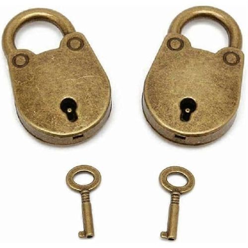 Lot De 2 Mini Cadenas De Style Ancien En Forme D'arche Avec Clé, Mini Cadenas En Bronze Antique
