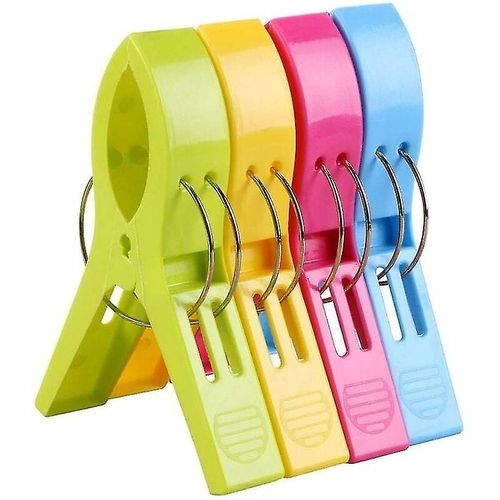 Pinces À Linge En Plastique Colorées, Grandes Pinces Coupe-Vent Pour Draps De Couette - 4 Pièces