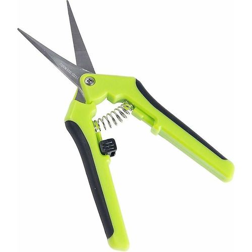 Lot de 2 sécateurs de jardinage manuels, ciseaux de jardinage de haute précision avec lame incurvée et acier inoxydable, 165 mm, vert