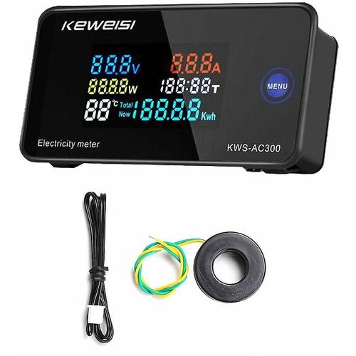 Indicateur de consommation électrique 50-300 V Compteur numérique intelligent KWS-AC300-100A Compteur de courant et de tension Transformateur fermé