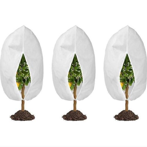 Lot de 3 housses d'hivernage pour plantes d'extérieur (60 cm x 80 cm) | Avec cordon de serrage | Résistantes au froid, aux intempéries, chaudes et réutilisables
