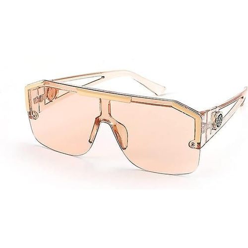 Lunettes de soleil carrées à monture plate et large, surdimensionnées, UV400, couleur champagne, pour hommes et femmes