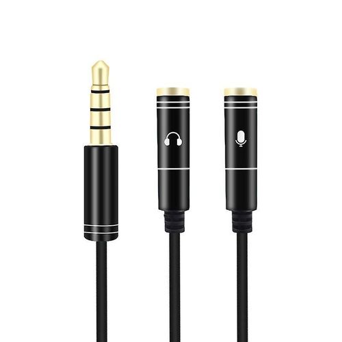 Adaptateur jack 3,5 mm femelle vers 2 jacks mâles doubles (noir)