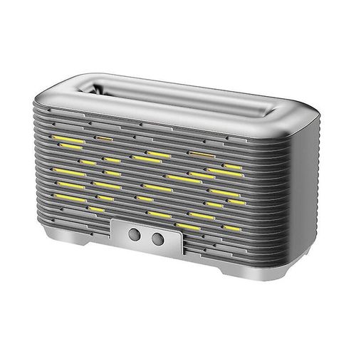 Humidificateur d'aromathérapie à effet flamme, humidificateur d'air ultrasonique avec 2 couleurs, intensité variable et arrêt automatique, anhydre - (Jazz Silver 350 ml)