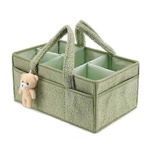 Sac À Langer - Accessoires Pour Chambre De Bébé - Panier À Langer - Panier De Rangement Pour Couches Et Lingettes - Sac De Rangement - Vert Clair - Portable - Pliable - 38 X 25,4