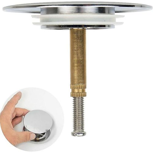 Bouchon de baignoire, Ø 70 mm, avec double joint, réglable en hauteur, universel, robinet d'évier, laiton trempé avec finition chromée, robinet de baignoire antirouille