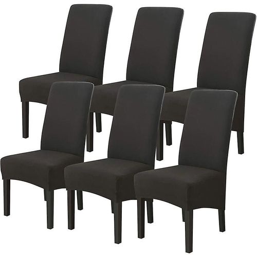 Housses De Chaises 6 Pièces Grand Taille Noir,Housses Pour Chaises De Salle A Manger Universelle, Couverture Couvre De Chaise Salon Moderne Pour Maria