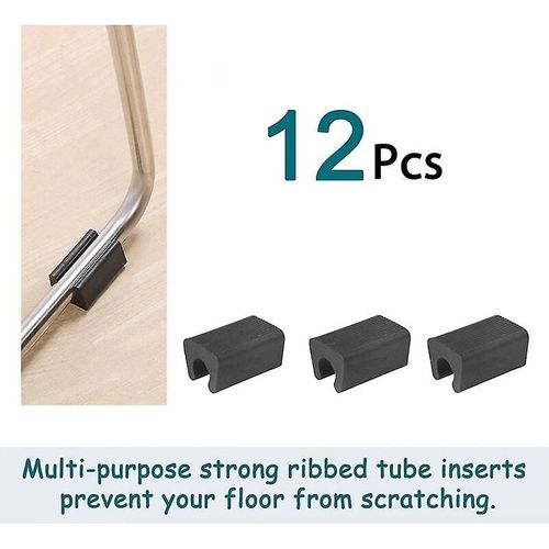 Lot De 12 Patins De Chaise Ronds, Forme Rectangulaire, Noirs (Convient Aux Tubes De 8 Mm)
