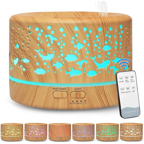 Diffuseur D'huiles Essentielles 700 Ml, Humidificateur D'aromathérapie Ultrasonique Électrique À Lumière Led 7 Couleurs, Excellent Choix De Cadeaux Pour Noël - Hollow Out Ocean Worl 