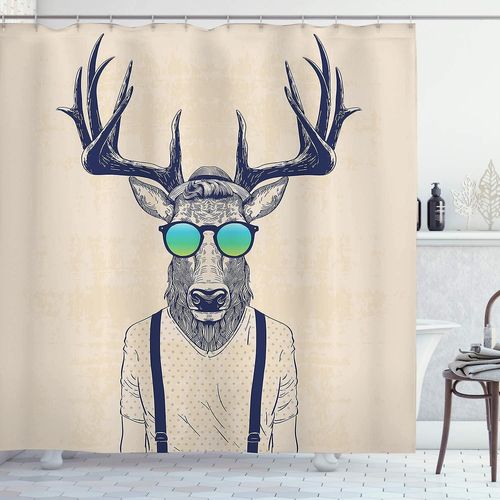Rideau de douche à motif tête de cerf, 180 cm x 180 cm, moderne, décoration de salle de bain