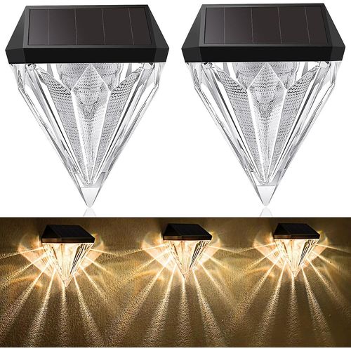 Lot De 2 Lampes Solaires D'extérieur À Led Blanc Froid, Étanches Ip55, Pour Éclairage De Terrasse, Escaliers Et Clôtures