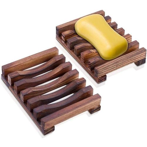 Lot de 2 porte-savons en bois pour cuisine et salle de bain