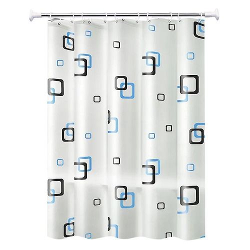 Rideau de douche à séchage rapide avec crochets, imperméable en PEVA, motif petits carrés, pour salle de bain, 180 x 180 cm