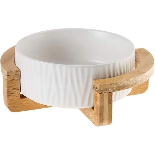 Gamelle Pour Chat En Céramique De 5 Pouces Avec Support En Bois, Sans Fuite Pour Les Animaux De Compagnie