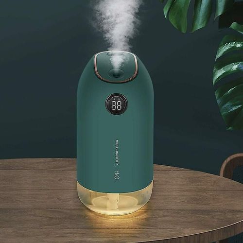 Humidificateur d'air 500 ml, diffuseur de brume fraîche 23 dB, ultrasonique et silencieux, arrêt automatique pour chambre à coucher, bureau, yoga - Vert