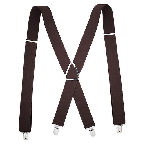 Bretelles Fines Pour Homme 3,5 X 120 Cm - Fabriquées En France - Couleur Café Élastique Unie