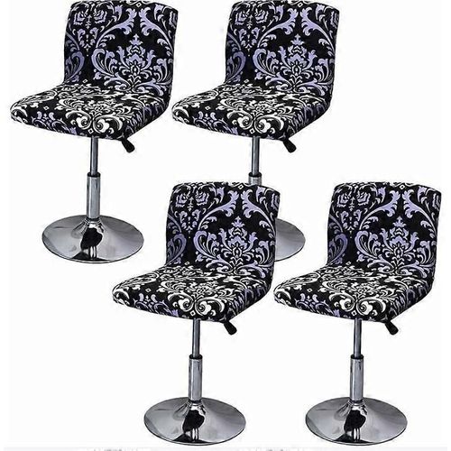 Housse De Tabouret De Bar Avec Dossier Extensible Pour Chaise De Salle À Manger Pivotante (4 Pièces)