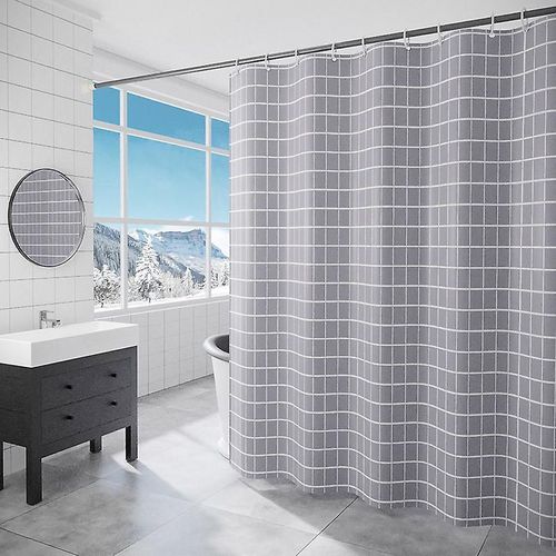 Rideau de douche à séchage rapide, lavable en machine, imperméable, en polyester, pour salle de bain, 180 x 180 cm, gris