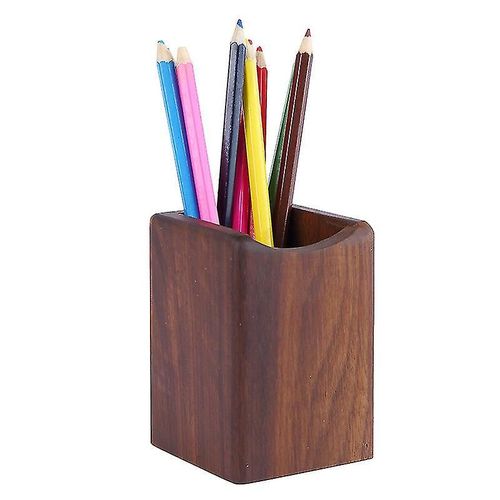 Pot À Crayons En Bois Pour Bureau (Noyer Noir)