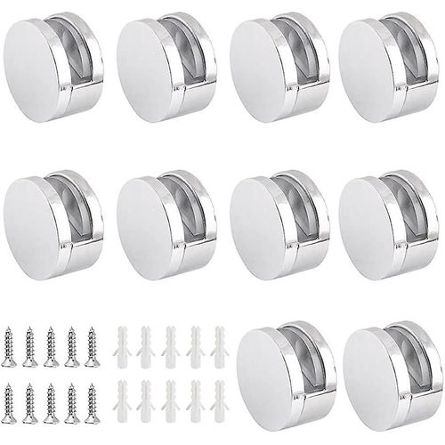 Lot de 10 pinces à verre pour salle de bain, supports de fixation pour miroir, clips en alliage de zinc pour miroir mural, étagère murale en verre