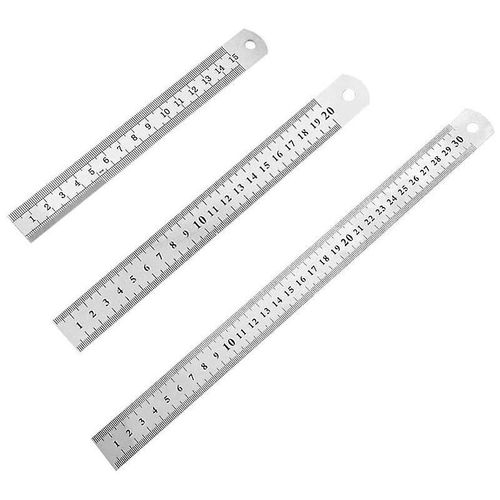 Règle De Précision En Acier Inoxydable, 3 Pièces, Kit De Règles Droites En Métal, 15 Cm (6''), 20 Cm (8''), 30 Cm (12''), Règle En Acier Inoxydable Argenté