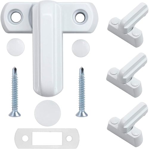 Lot de 4 serrures de fenêtre en alliage de zinc, blanches, pour portes et fenêtres, en PVC/UPVC