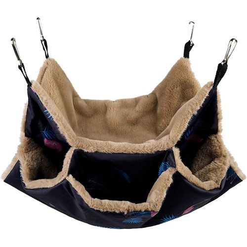 Petit Hamac Suspendu À Trois Niveaux Pour Animaux De Compagnie, Accessoires De Cage Chauffants, Literie, Articles Cachés Pour Perroquet, Écureuil, Furet, Hamster, Bleu Marine
