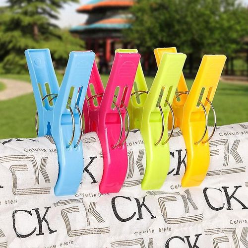 Lot De 4 Grandes Pinces Coupe-Vent, Grande Pince À Linge En Plastique Multicolore Pour Serviette, Couettes, Draps De Bain, Couverture, Vêtements, 12*9cm.