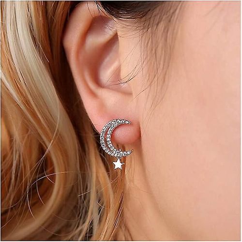 Boucles D'oreilles À Tige En Argent, Boucles D'oreilles À Tige En Forme De Lune Et D'étoile Pour Femmes, Boucles D'oreilles À Tige En Forme De Croissant De Lune Personnalisées, Mignonnes Et Tendance, Boucles D'oreilles À Tige Pour Adolescentes