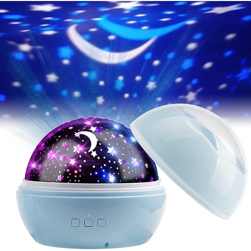 Veilleuse Pour Enfants, Projecteur D'étoiles Rotatif, 8 Modes De Couleur, Projecteur Pour Anniversaire De Bébé, Réveillon De Noël - Bleu