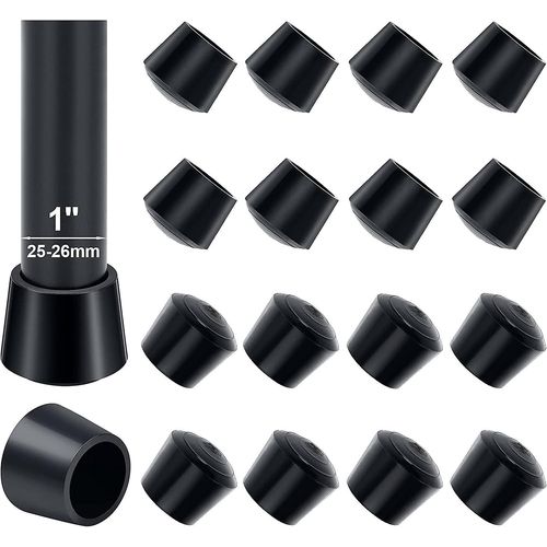 Embouts De Pieds De Chaise 25 Mm, Sopito, Lot De 16 Embouts Ronds En Caoutchouc Pour Pieds De Chaise, De Table, Antidérapants, Noirs