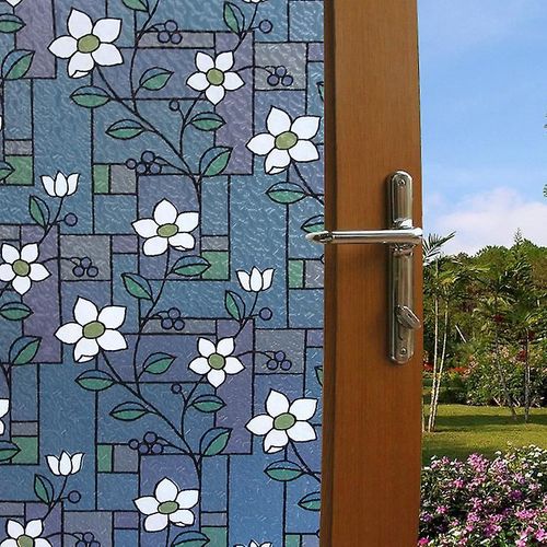 Film électrostatique occultant pour fenêtre 45 x 300 cm, motif floral