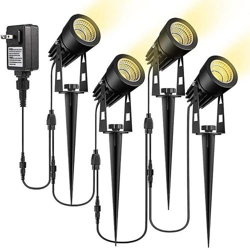 Éclairage De Jardin, Projecteur Led D'extérieur 2 M/12 W Avec Piquet, Lampe De Jardin Led Étanche Ip65, Idéal Pour Jardin, Pelouse Et Allée