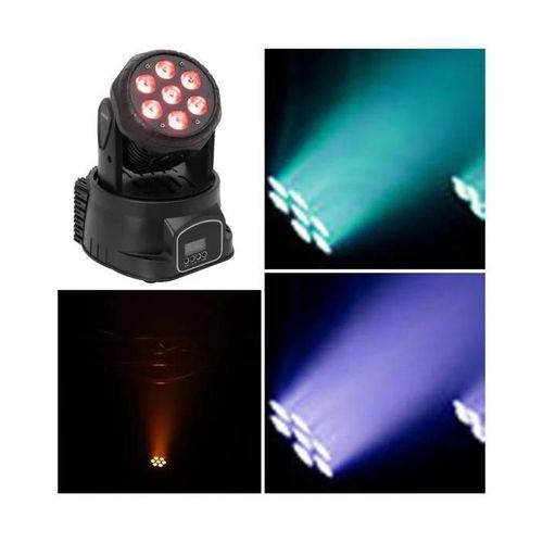 Mini lyre LED WASH RGBW 7 x 10 W LED RVBB DMX et maître/esclave LYRE PROFESSIONELLE