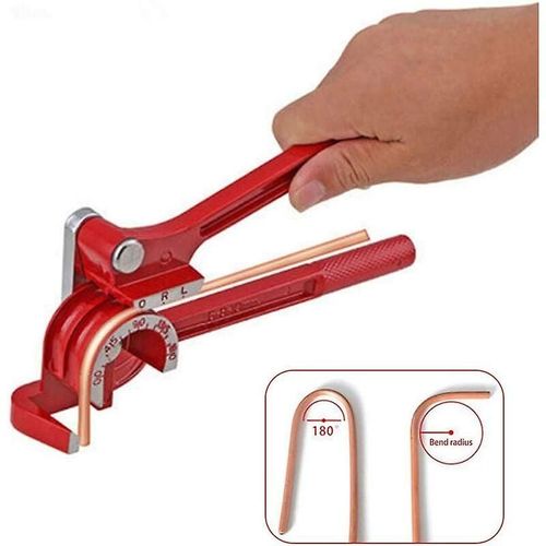 Cintreuse manuelle 3 en 1 pour tubes (tailles 1/4, 5/16, 3/8), levier à 180 degrés, robuste, en cuivre, laiton, aluminium et métal souple, pour tuyaux d'eau et de gaz CVC