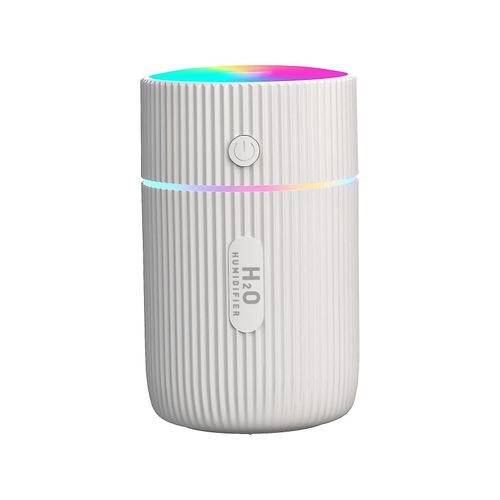 Humidificateur d'air, mini humidificateur à ultrasons, 2 modes de brumisation réglables, arrêt automatique, veilleuse colorée, USB portable (blanc)
