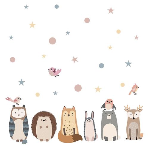 Un Ensemble D'autocollants Muraux - Décoration Murale Pour Chambre De Bébé - Autocollant Mural Pour Chambre D'enfant Autocollant Mural Animaux Étoiles Oiseaux