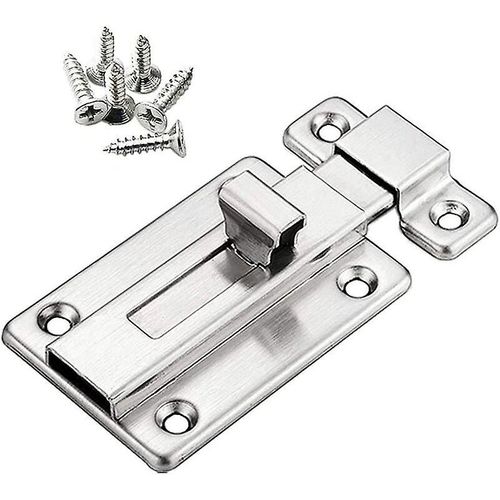 Loquet de porte coulissante en acier inoxydable pour portes de salle de bain, fenêtres, serrures pour animaux (8 cm) (1 pièce) (vis en acier inoxydable 304)