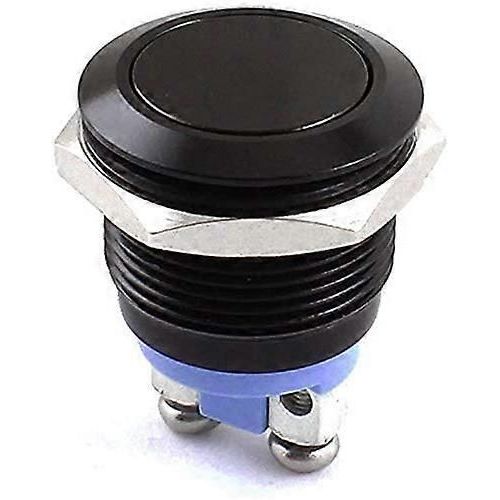 Interrupteur à bouton-poussoir momentané en métal 19 mm 3/4 po 3 A/250 V CA SPST 1 NO pour voiture industrielle - Coque noire