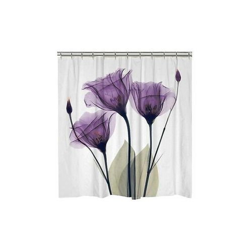 Rideau de douche 3D pour salle de bain avec 12 crochets, anti-moisissure et imperméable, violet