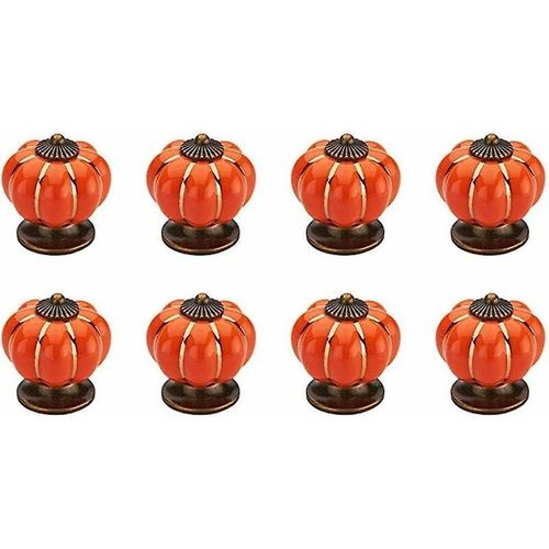 boutons de porte/tiroir citrouille, lot de 8, orange