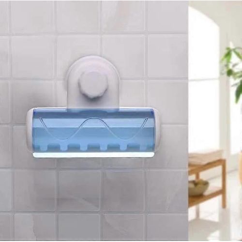 Support à brosse à dents en plastique à ventouse pour salle de bain (13,5 x 10 x 5,5 cm)