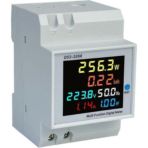 Compteur d'électricité monophasé, transformateur intégré AC250-450 V 100 A, compteur d'électricité sur rail DIN, wattmètre, kilowattheure, voltmètre, ampèremètre
