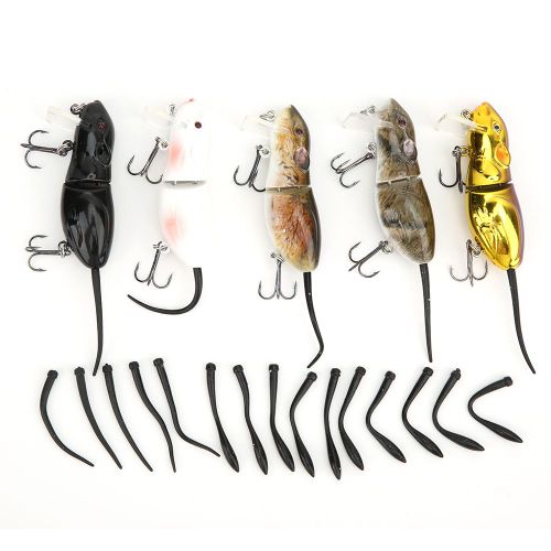 Lot De 5 Leurres Artificiels En Plastique Abs En Forme De Rat, Appats De Simulation Avec Hamecons, Accessoires De Peche