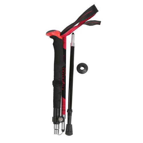 Batons De Randonnee Pliables A 5 Sections En Fibre De Carbone, Antichoc (Homme Rouge)