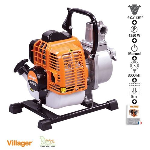Motopompe thermique 2 temps 8m3 par heure raccord 1 pouce Villager WP10E